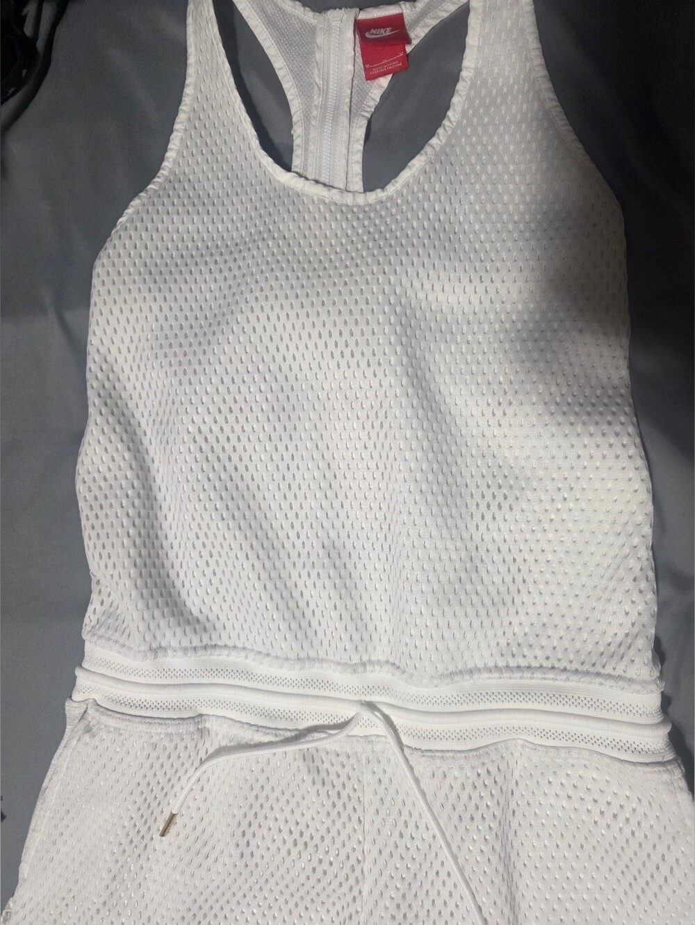 Nike Women's White Mesh Racerback Drawstring Romper Size Medium - Picture 2 of 8